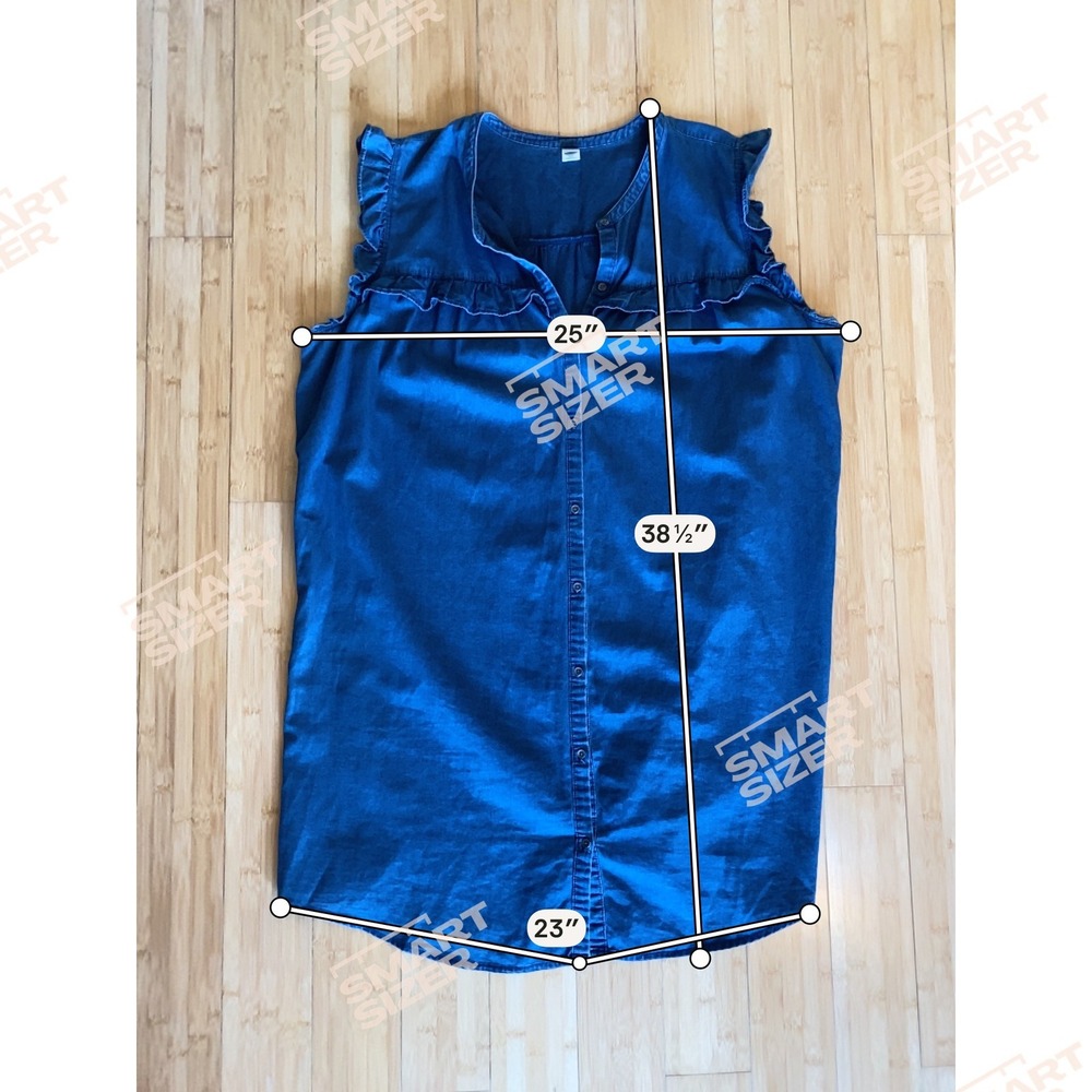 Old Navy Chambray Denim Shirt Dress Sz XXL Blue Ruffle Button Front Boho Western - Picture 6 of 6